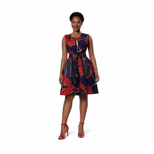Boltmor Lisa Ankara Sleeveless Kimono Short Dress With Belt - image 3
