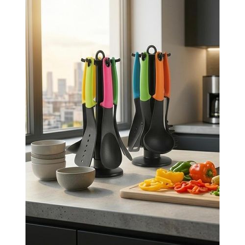 Generic 6-Piece Non-Stick Kitchen Utensil Set with 360° Rotating Storage Stand - image 3