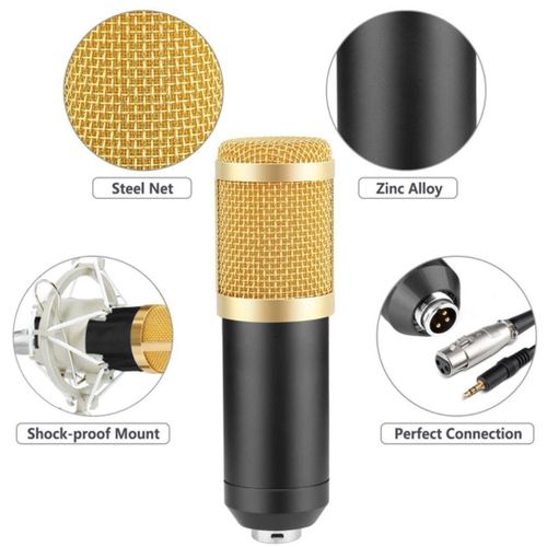 Generic BM800 Professional Condenser Microphone with Shock Mount for Studio, Video, Radio & Computer Recording - image 2