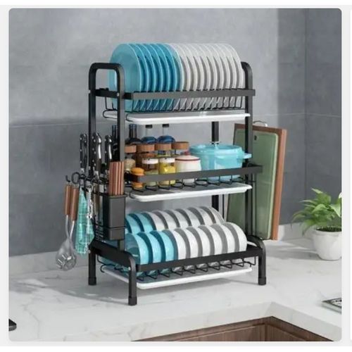product_image_name-Generic-3 Tier Plate Dish Rack, Dish Drainer And Rack Holder-1
