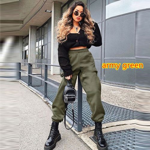 Fashion Women Sweatpants Baggy Gray Pocket Sports Pants Casual Loose  Joggers Hot Pants