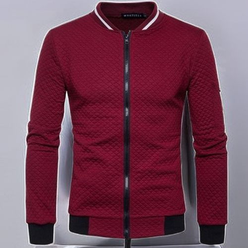 product_image_name-Fashion-Mens Zipper Comfort Blazers Lightweight Jackets - Burgundy-1