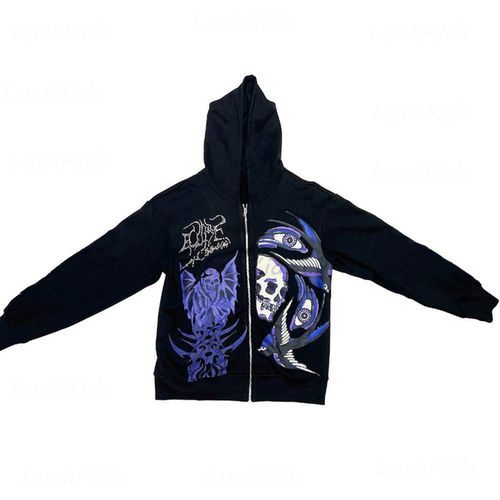Fashion Men's Rhinestone Skull Purple Print Streetwear