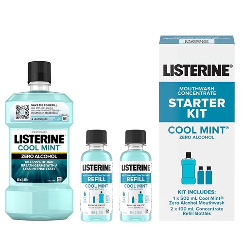 product_image_name-Listerine-Zero Alcohol Mouthwash Concentrate Starter Kit, 1 X 500 ML & 2 X 100 ML-1