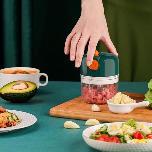 Mini Electric Garlic Chopper - 250ML Mini Food Processor Portable Garlic  Mincer with 3 Blades - USB Charging Wireless Vegetable Chopper for Garlic, Onions, Meat, Salad