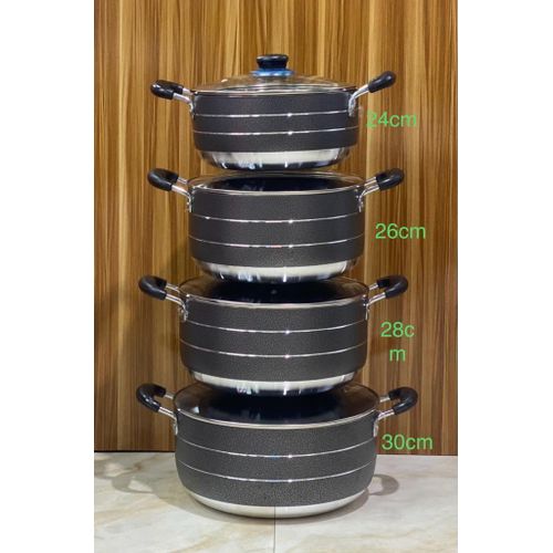 product_image_name-Generic-Non Stick Pot 4 pcs with glass lid__BIG SIZE __24_26_28_30cm-1