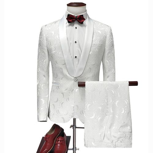 Fashion Men's Suits Groom Wedding Suit 2 Piece Set Formal Male Blazer ...