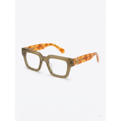 Gen Thick-Frame Square Anti-Blue Light Glasses – Olive Green & Tortoiseshell