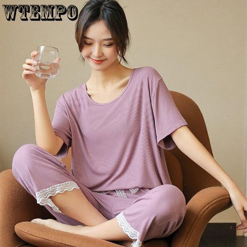 Generic Thin Home Wear For Women Sleepwear Summer Casual Solid