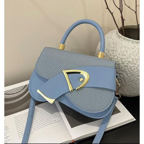 Fashion Classic Blue Leather Ladies Handbag with Strap