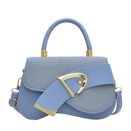 Fashion Classic Blue Leather Ladies Handbag with Strap - image 3