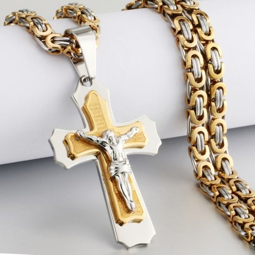Stainless steel jesus cross pendant deals