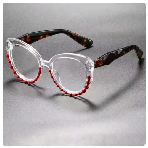product_image_name-Fashion-Transparent Red Leopard Brown Tr90 Plastic Titanium Optical Eyeglasses-2