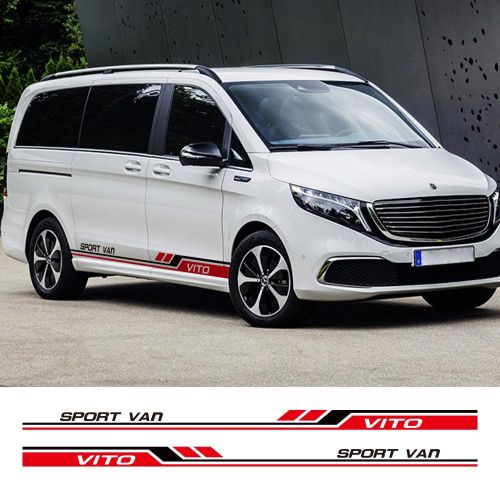 Generic 2Pcs/Lot Car Stickers Racing Side Stripes Graphics Vinyl Decals For  Mercedes Benz Vito Viano V Class W447 W 639 Auto Accessories