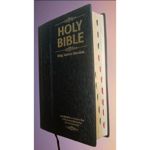 product_image_name-Generic-Holy Bible King James Version (KJV):Large Print with 53,000 Cross References,3-Year Bible Reading planner,Helps For Daily Application ,Concordance,Red Letter,Thumb Index & Ribbon Marker,Deluxe Black Leathersoft-1