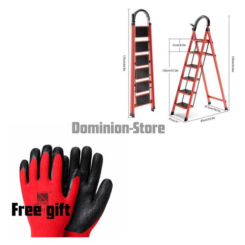 Generic Household Foldable Multi-purpose 6 Step Ladder + Free Safety Gloves Gift