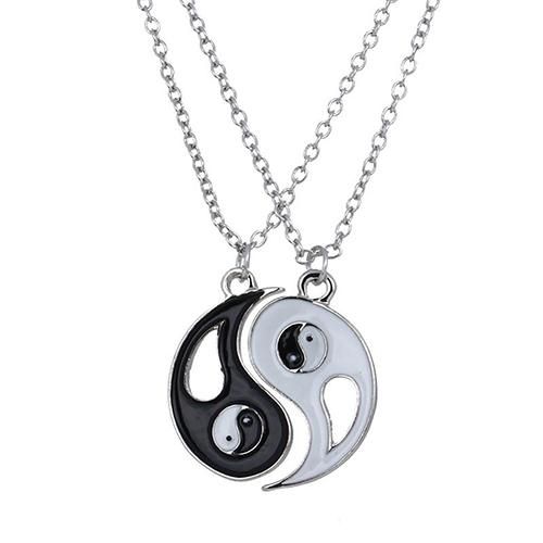 Fashion 2Pcs Set Best Friends Tai Chi Yin Yang Hollow Pendant