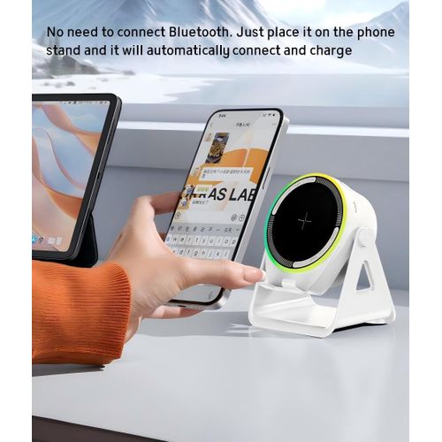 product_image_name-Generic-Wireless Bluetooth Speaker  Wireless Charging and Phone Holder 3 in 1 with Backlight White-7