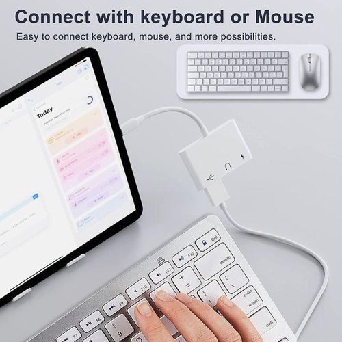 product_image_name-Generic-USB C To 3.5mm  Headphone Adapter With Charger OTG Cable Adapter, Type C To Aux Audio Earphones Splitter -3