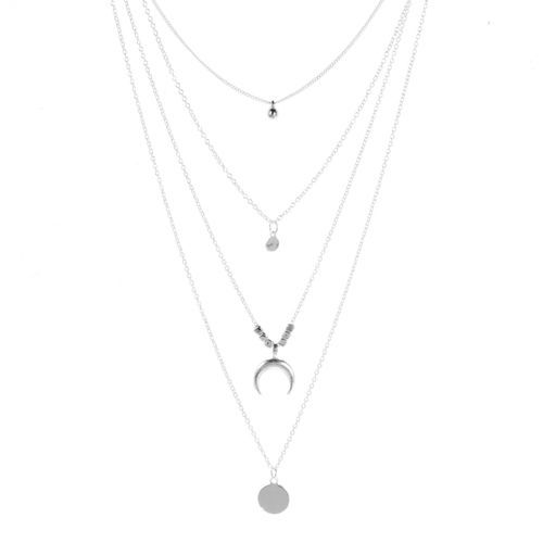 product_image_name-Fashion-Women Vintage Multi-layer Jewelry Moon Necklace-SILVER-1