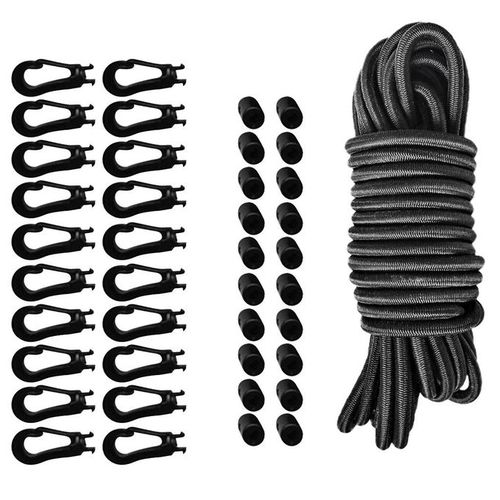 Generic 5m Elastic Bungee Rope Tie Down + 20 Shock Cord Ends For Marine  Boat