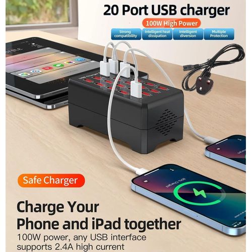 Generic 20-Ports USB 100watts Multiple Charging Station for Home, Office, and Outdoor