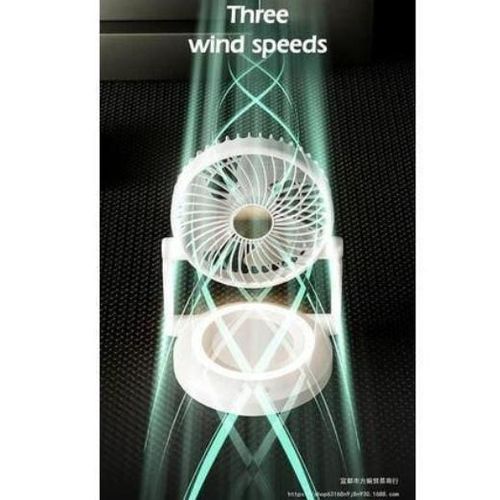 Generic Rechargeable foldable rotating desktop fan with led light - image 4