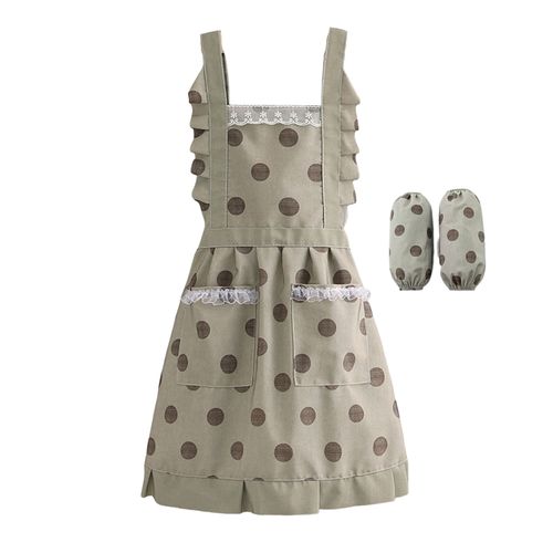 product_image_name-Generic-Sleeveless Breathable Cooking Apron With Lace-Army Green-1