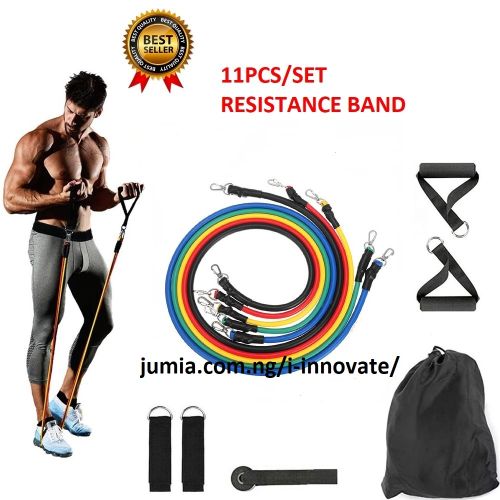 Generic Multicolor EX 201 Resistance Exercise Band Set of 11 Pcs
