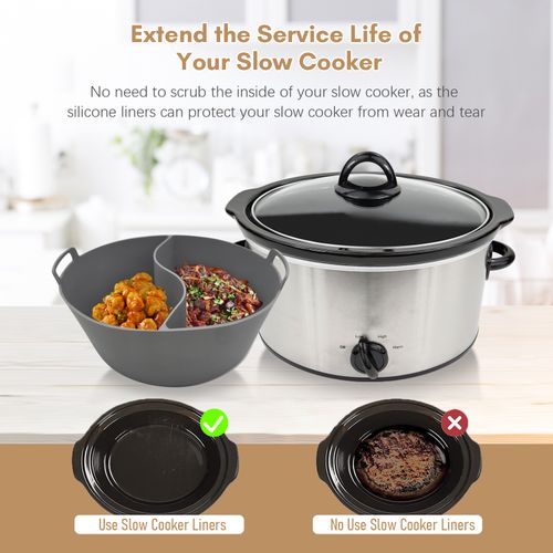 2pcs Reusable Silicone Slow Cooker Divider Liners For 6-7-8 Qt