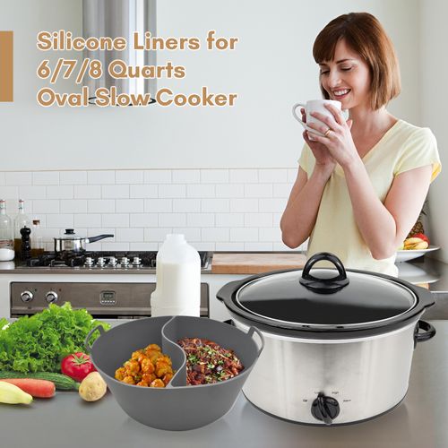2PCS Silicone Slow Cooker Liners Fit 6-7 Quarts Oval Pot Reusable US