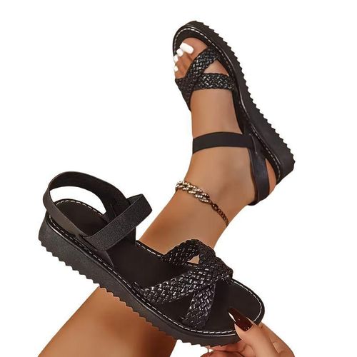 Fashion Women’s Black Woven Platform Sandals - image 2