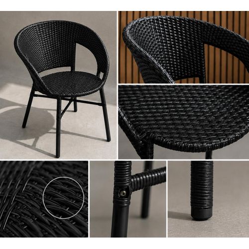 Generic 5-Piece Outdoor/Indoor Rattan Chair & Glass Table Set – Black - image 2