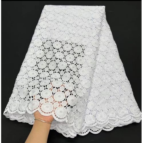 product_image_name-Fashion-Quality Guipure Cord Lace With Sequins -White- 5 Yards-1