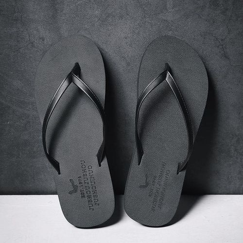 Generic Flangesio Fashion Slippers Men Shoes Summer Flip Flops New Arrival Leisure Shoes High Quality Anti slip Flat Bathroom Slippers Soft Comfy House Shoes Male Trend Outdoor Slides Beach Shoes Blac...