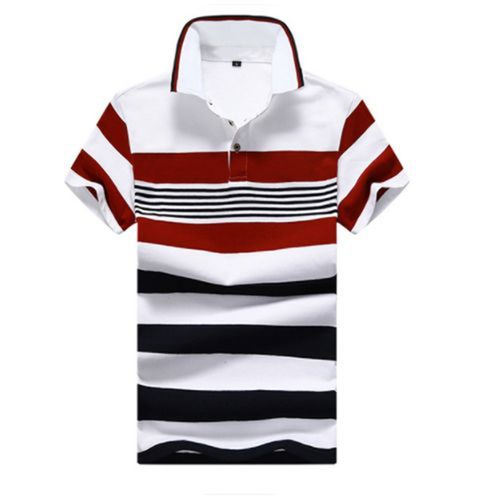 Fashion Men's Cotton Casual Short-sleeved T-shirt POLO Shirt -Red ...