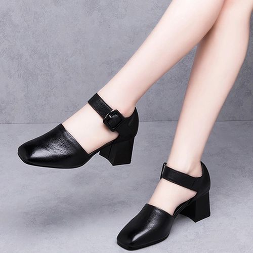 Women's Ankle Strap Low Block Chunky Heels Pumps Closed Round Toe Dress  Wedding Office Work Shoes, Black Suede, 9.5 price in Saudi Arabia | Amazon  Saudi Arabia | kanbkam