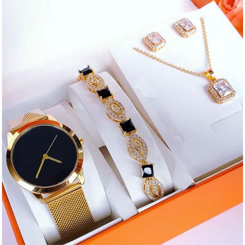 product_image_name-Keep Moving-So Beautiful & Stylish Non Fading Vintage Women's Gold Wristwatch Set-1