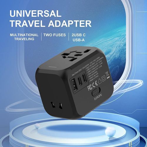 Generic Multi-functional   2Tpye-C +USB  Adapter Plug Black