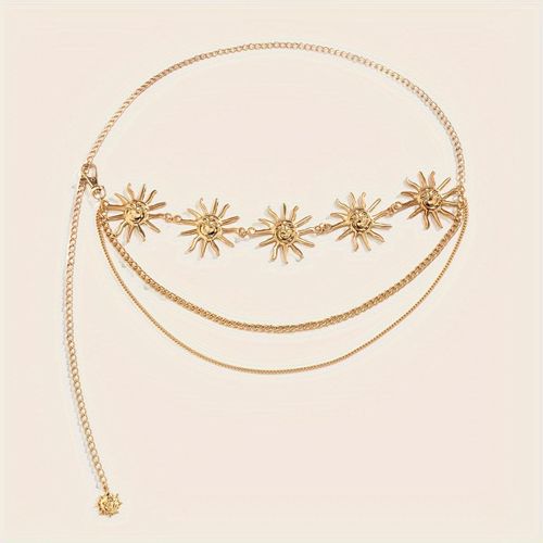 product_image_name-Fashion-Women's Gold Three-Layer Sun Face Waist Chain-3