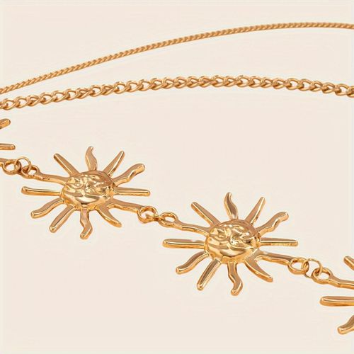 product_image_name-Fashion-Women's Gold Three-Layer Sun Face Waist Chain-4