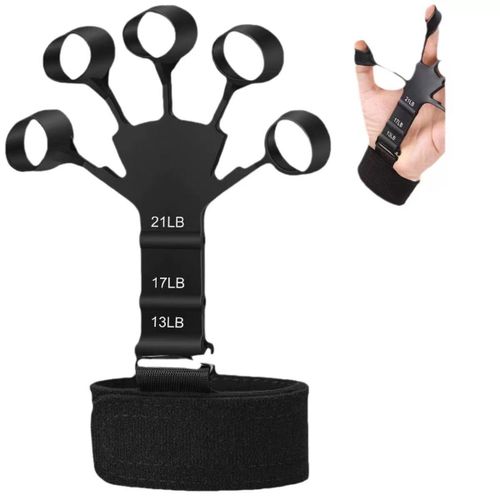 Generic 2 Pcs Black Silicone Gripster Grip Strengthener Finger Stretcher Hand Trainer - image 3