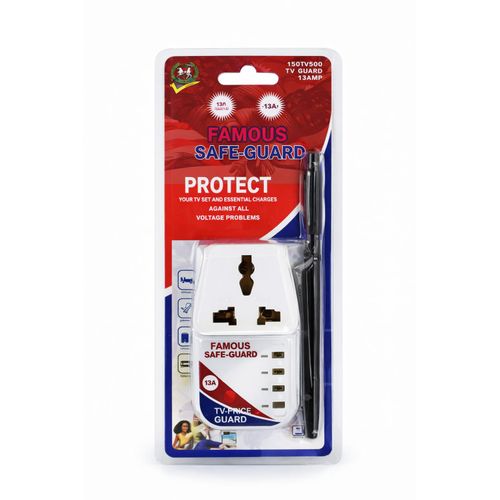 product_image_name-Famous-Safe-Guard TV Guard 13A – Voltage Protector with USB Ports & Extension Cable-1