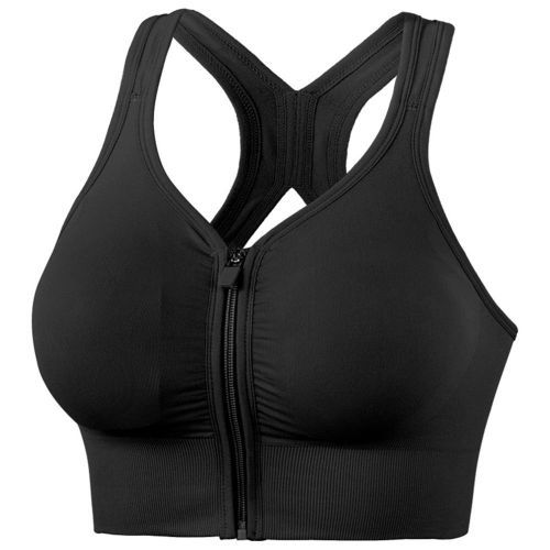 Fashion Zip Up Sports Bras For Women Full Coverage Yoga Bra