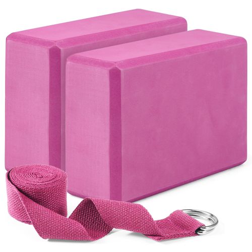 Generic 2 Pack Yoga Blocks And Yoga Strap Set Non-Slip EVA Foam