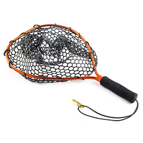 Generic 2 Colors 35 Cm Portable Handheld Fishing Dip Net Rubber