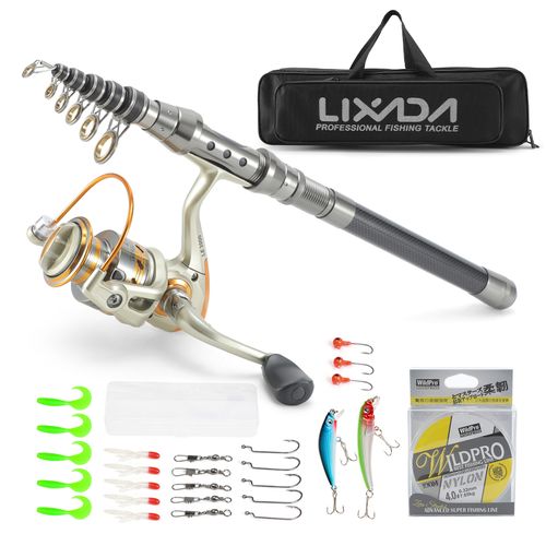 Fishing Rod Full Kits with Telescopic Fishing Rod and Reel Baits