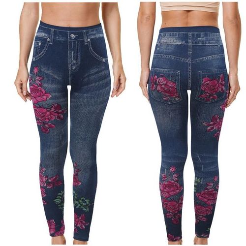 Women's Denim Print Jeans Look Like Leggings Sexy Stretchy High
