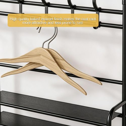 Generic 5 Tier Multi-Functional Shoe Rack Coat Hanger Stand 5-Tier Entryway Storage Organizer With Hooks - image 8