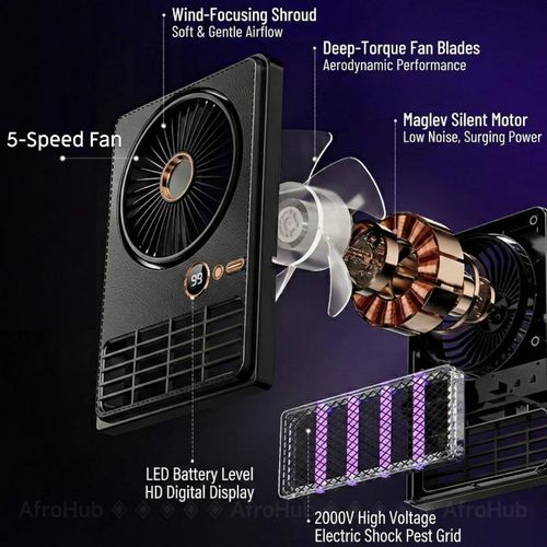 Generic Rechargeable Mosquito Killer Lamp & Fan (3000mAh) - Portable Electric Bug Zapper - image 5